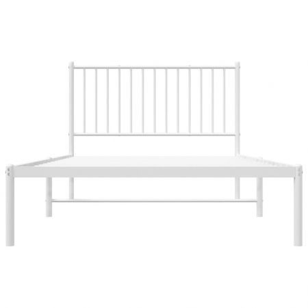 Metal Bed Frame with Headboard White 107x203 cm