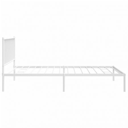 Metal Bed Frame with Headboard White 107x203 cm