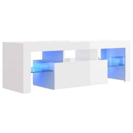 TV Cabinet with LED Lights High Gloss White 120x35x40 cm