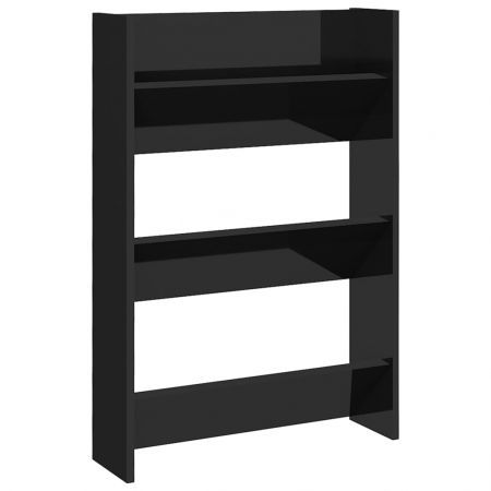 Wall Shoe Cabinet High Gloss Black 60x18x90 cm Engineered Wood