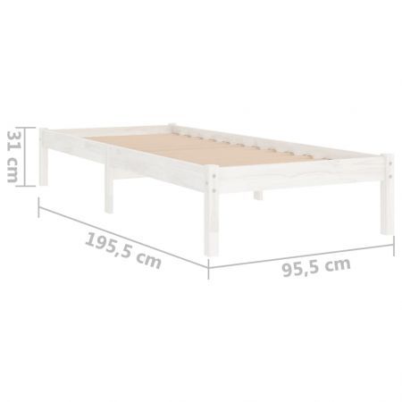 Bed Frame White Solid Wood 92x187 cm Single Bed Size