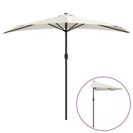 Balcony Parasol with Aluminium Pole Sand 270x144 cm Half