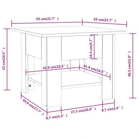 Coffee Table Grey Sonoma 55x55x42 cm Engineered Wood