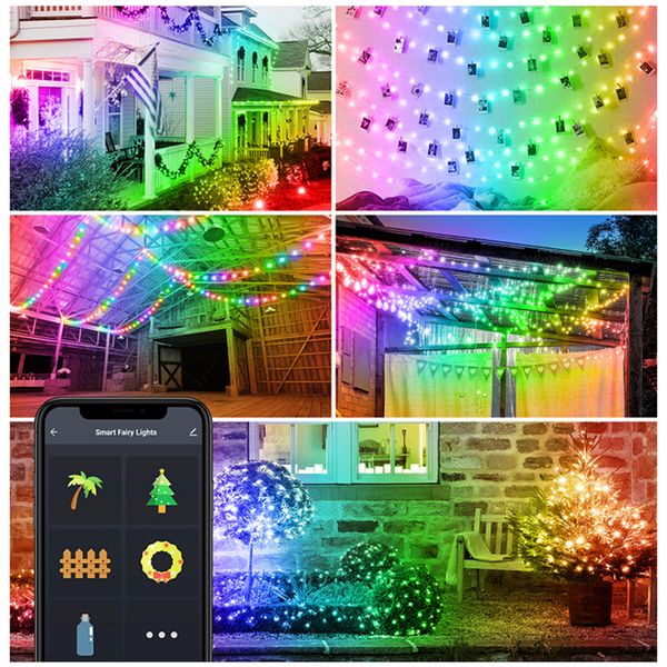 10M String Lights LED Copper Wire String Lights Dream Color Remote Control Outdoor Waterproof Christmas Holiday Bluetooth Control Bedroom Wedding