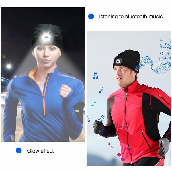 Men's Beanie with Bluetooth and LED, 2 in 1 Rechargeable Winter Beanie V5.0 Bluetooth Hat-Yellow