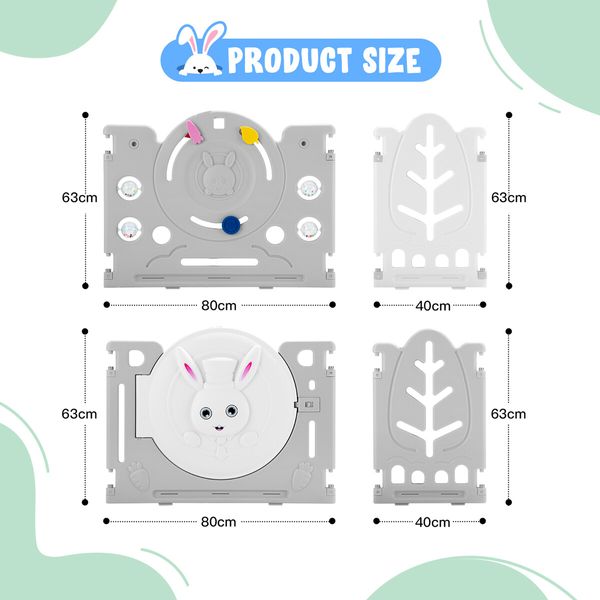 Baby Playpen 20 Panels Safe Fence Kids Enclosure Kidbot Activity Centre Safety Barrier Foldable Gate Play Yard Rabbit Design