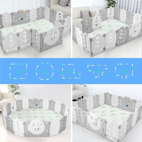 Baby Playpen 18 Panels Safe Fence Kids Enclosure Kidbot Activity Centre Safety Barrier Foldable Gate Play Yard Rabbit Design