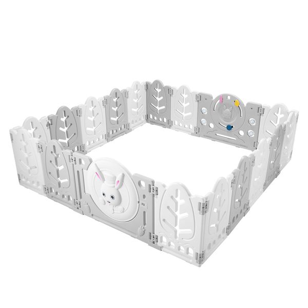 Baby Playpen 18 Panels Safe Fence Kids Enclosure Kidbot Activity Centre Safety Barrier Foldable Gate Play Yard Rabbit Design