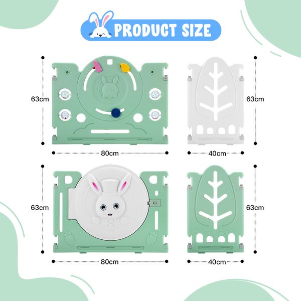 Baby Playpen 16 Panels Safe Fence Kids Enclosure Kidbot Activity Centre Safety Barrier Foldable Gate Play Yard Rabbit Design