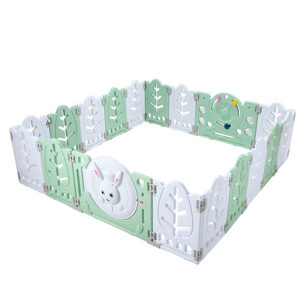 Baby Playpen 18 Panels Safe Fence Kids Enclosure Kidbot Activity Centre Safety Barrier Foldable Gate Play Yard Rabbit Design