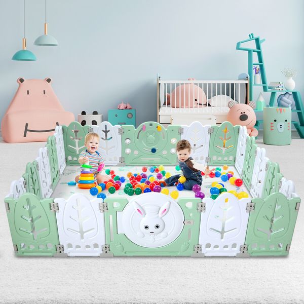 Baby Playpen 20 Panels Safe Fence Kids Enclosure Kidbot Activity Centre Safety Barrier Foldable Gate Play Yard Rabbit Design