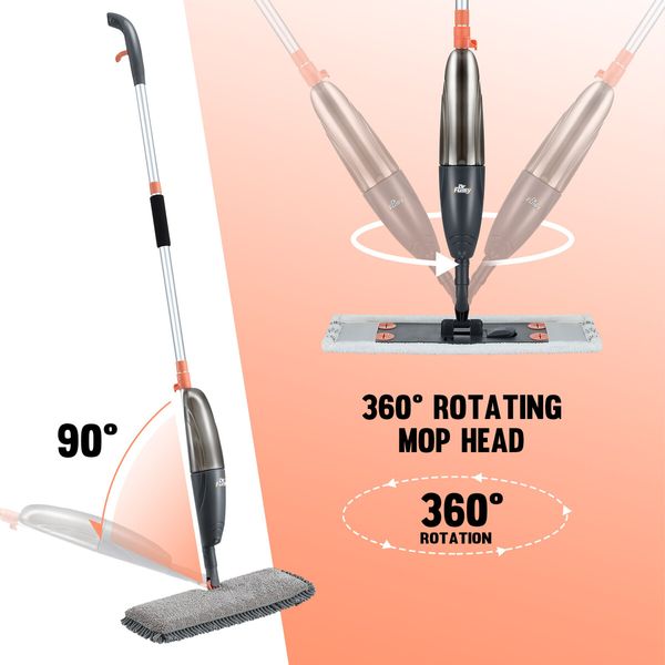 Spray Floor Mop Cleaner 3 Microfiber Heads Wood Tile Dry Dust Water Liquid Jet Cleaning System with 520ml Spraying Bottle