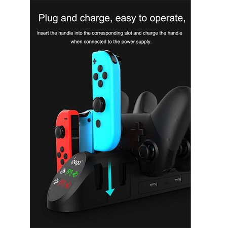 6 in 1 Charging Dock Stand Base for Nintend Switch JoyCon Pro with Switch JoyCon Small Handle PRO Game Controller Charger