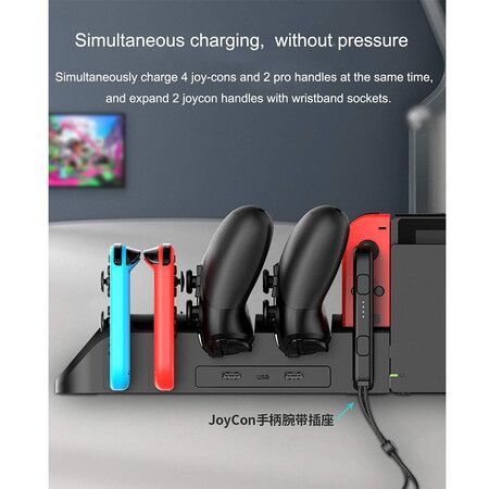 6 in 1 Charging Dock Stand Base for Nintend Switch JoyCon Pro with Switch JoyCon Small Handle PRO Game Controller Charger