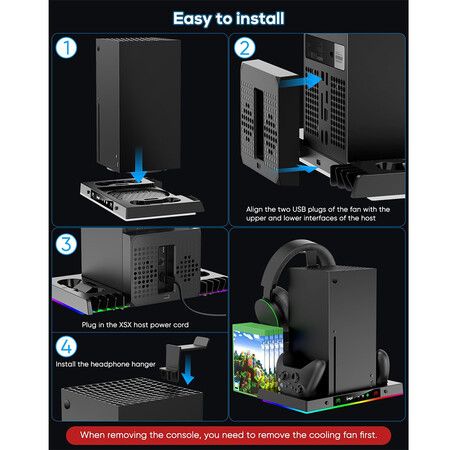 RGB Cooling Fan Charging Station with Dual Charger Dock and Cooler System Stand for Xbox Series X