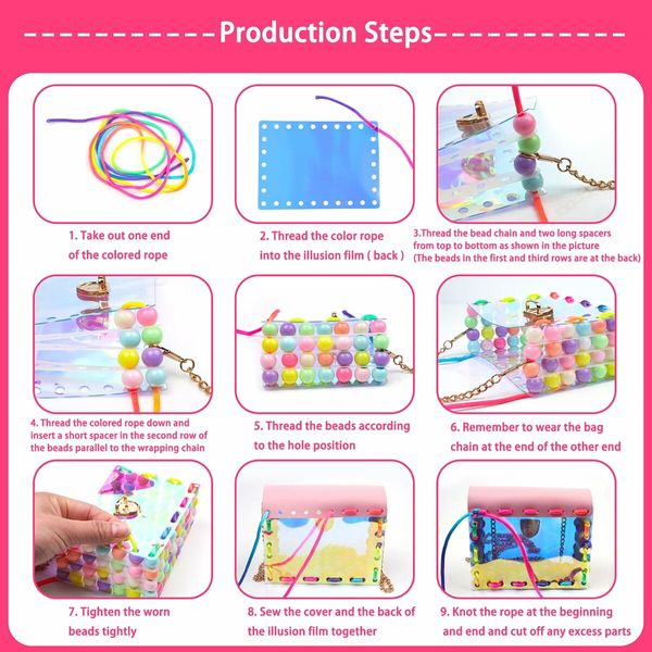 158pcs Kids Purse Making Kit Birthday Charm Bracelet Making Kit,Making Your Own Fashion Handbag/Bracelets Party Favors Gifts Crafts for Girls