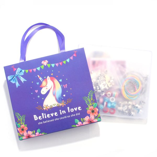 Bracelet Making Kit for Girls Unicorn DIY Jewelry Sets with Beads Charms Bracelets & Necklace String (66PCS & Gift Box)