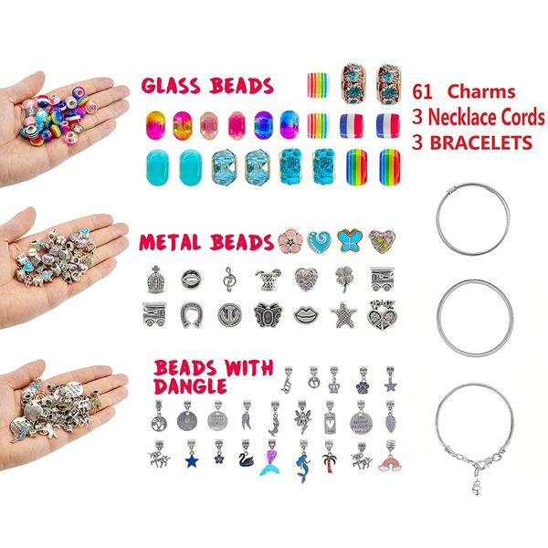 Bracelet Making Kit for Girls Unicorn DIY Jewelry Sets with Beads Charms Bracelets & Necklace String (66PCS & Gift Box)