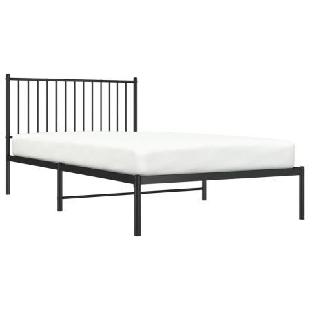 Metal Bed Frame with Headboard Black 107x203 cm