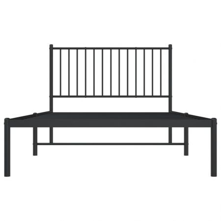 Metal Bed Frame with Headboard Black 107x203 cm