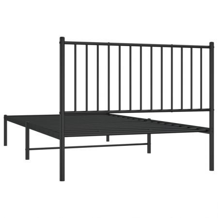 Metal Bed Frame with Headboard Black 107x203 cm