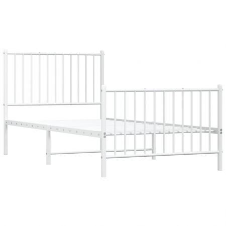 Metal Bed Frame with Headboard and Footboard White 92x187 cm Single