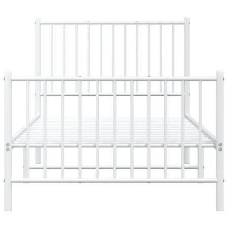 Metal Bed Frame with Headboard and Footboard White 92x187 cm Single