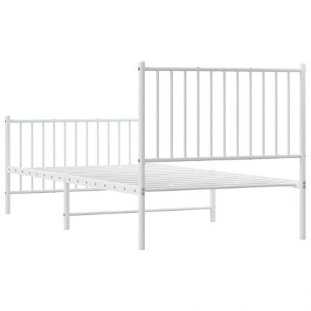 Metal Bed Frame with Headboard and Footboard White 92x187 cm Single