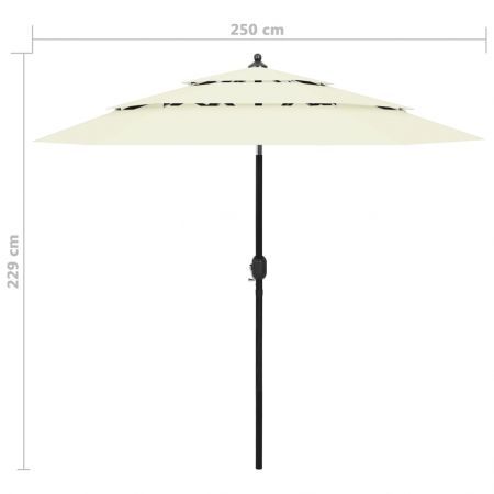 3-Tier Parasol with Aluminium Pole Sand 2.5 m