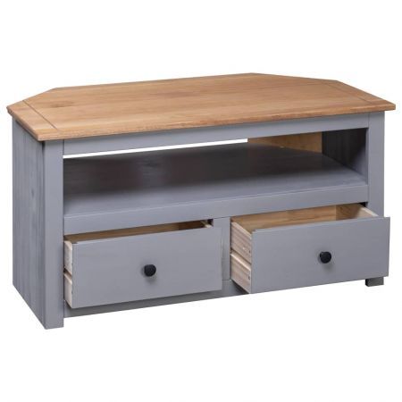 Corner TV Cabinet Grey 93x49x49 cm Solid Pine Panama Range