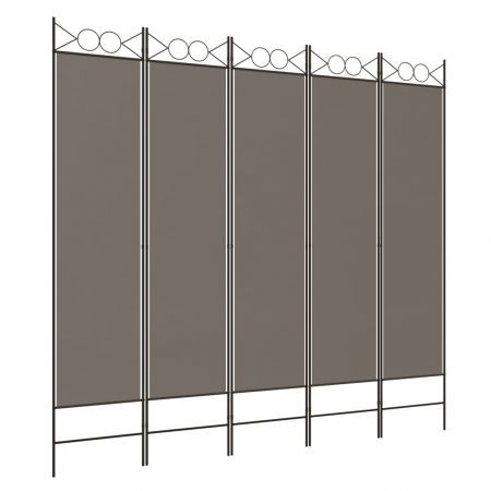 5-Panel Room Divider Anthracite 200x220 cm Fabric