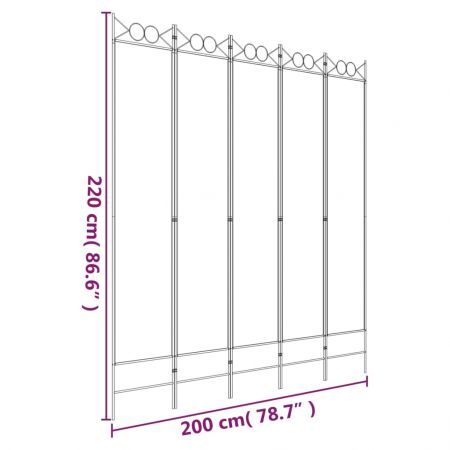 5-Panel Room Divider Anthracite 200x220 cm Fabric