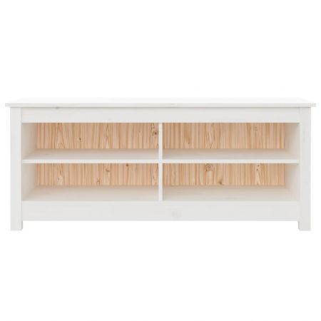 Shoe Bench White 110x38x45.5 cm Solid Wood Pine