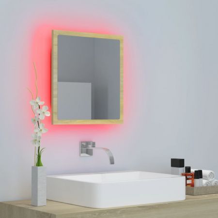 LED Bathroom Mirror Sonoma Oak 40x8.5x37 cm Acrylic