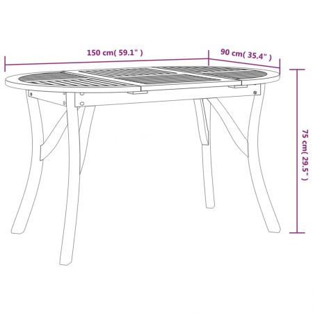 Garden Table 150x90x75 cm Solid Wood Acacia