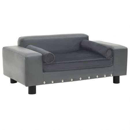 Dog Sofa Grey 81x43x31 cm Plush and Faux Leather