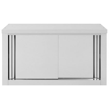 Kitchen Wall Cabinet with Sliding Doors 90x40x50 cm Stainless Steel