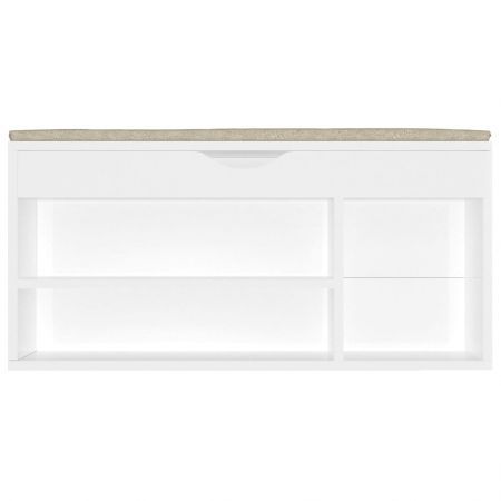 Shoe Bench with Cushion High Gloss White 104x30x49 cm Engineered Wood