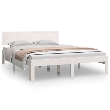 Bed Frame White Solid Wood 137x187 cm Double Size