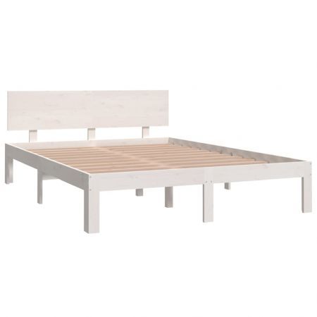 Bed Frame White Solid Wood 137x187 cm Double Size