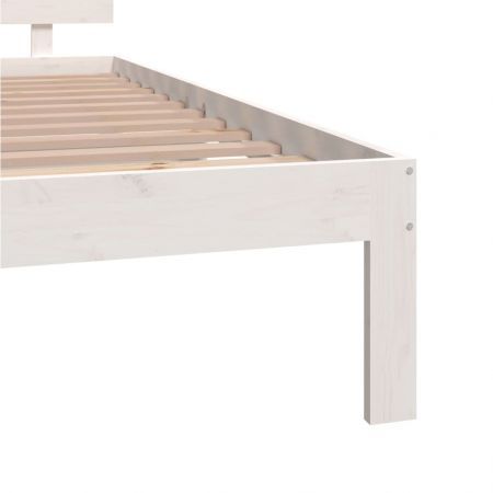 Bed Frame White Solid Wood 137x187 cm Double Size