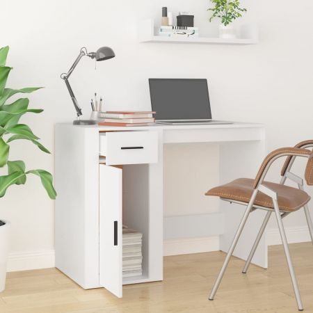 Desk White 100x49x75 cm Engineered Wood