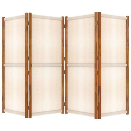 4-Panel Room Divider Cream White 280x180 cm