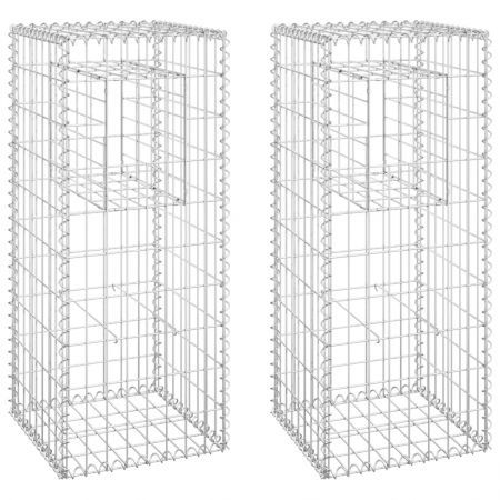 Gabion Basket Posts 2 pcs 40x40x100 cm Iron