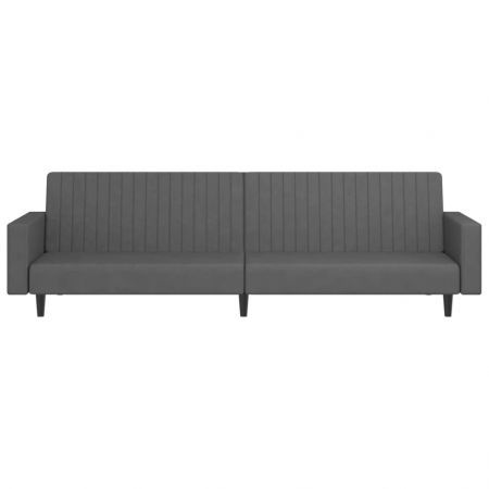 2-Seater Sofa Bed Dark Grey Velvet