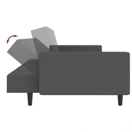 2-Seater Sofa Bed Dark Grey Velvet