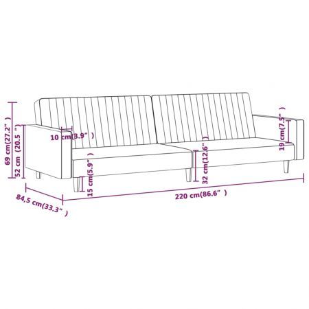 2-Seater Sofa Bed Dark Grey Velvet