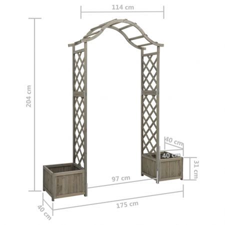 Garden Pergola with Planter Grey Solid Firwood