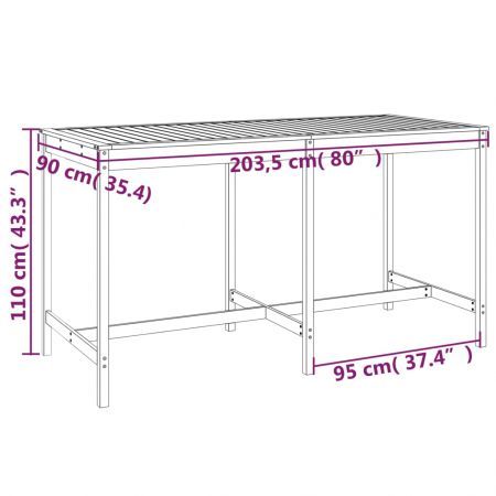 Garden Table Black 203.5x90x110 cm Solid Wood Pine