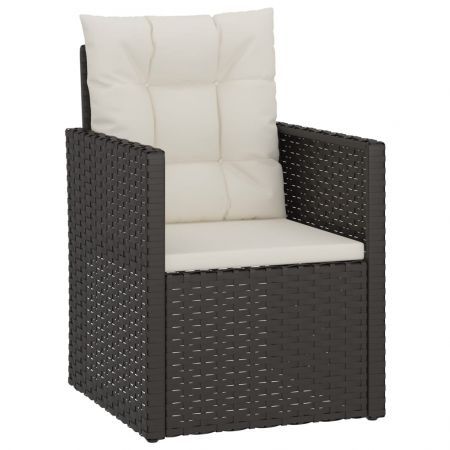 Garden Armchair with Cushions Black Poly Rattan